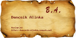 Bencsik Alinka névjegykártya
